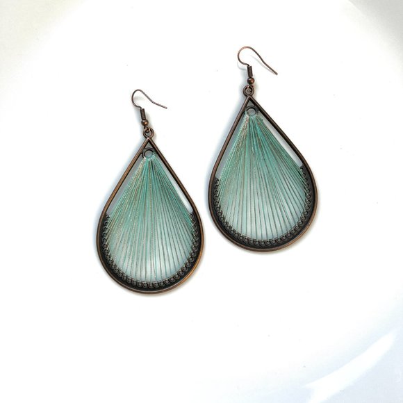 NEW "Dew" Bronze Earrings (Green) - Picture 3 of 6